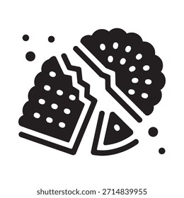 Galleta quebrada de la viruta del chocolate con el diseño blanco y negro simple de las migas dispersas