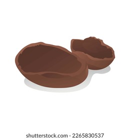 Broken chocolate Easter egg on white background