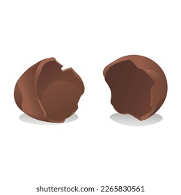Broken chocolate Easter egg on white background