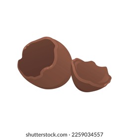 Broken chocolate egg on white background