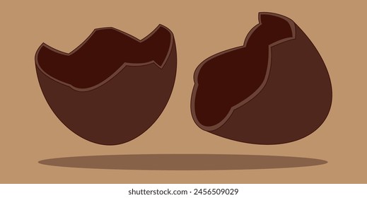 Broken chocolate eggs vector. Broken chocolate eggs icons on transparent background