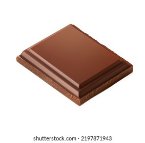 Broken chocolate piece. Detailed vector illustration isolated on white background . Great for your design. EPS10.	