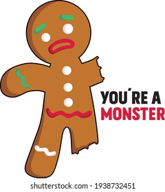 Broken Christmas gingerbread vector illustration