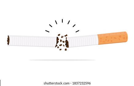 broken Cigarette butt vector concept