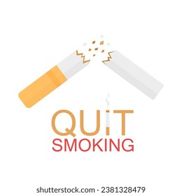 
Broken cigarette with the inscription quit smoking, vector illustration for the day of quitting smoking, do not smoke, 10 eps, day of quitting smoking, broken cigarette on a white isolated background