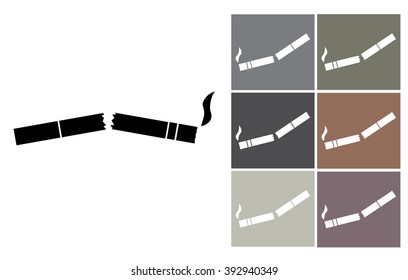 Broken cigarette or residues from cigarettes, vector image
