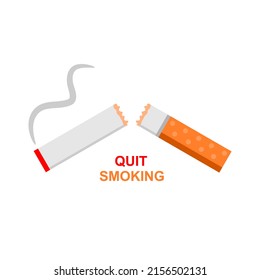 Broken cigarette stop quit smoking flat vector icon design.