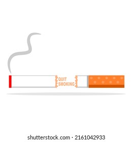 Broken cigarette stop quit smoking on white background flat vector icon design.