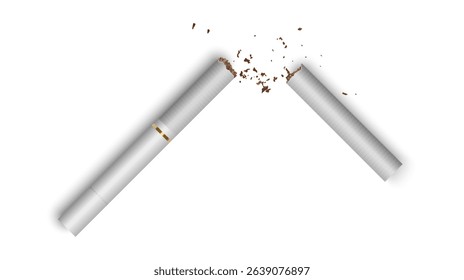 A broken cigarette a symbol of a cigarette's harm to health