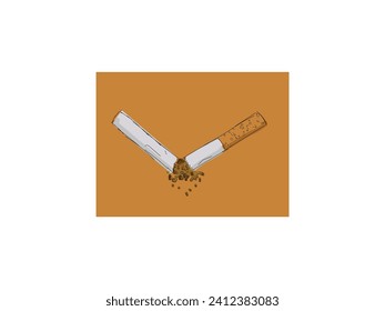 broken cigarette vector illustration. quit smoking concept design. no tobacco concept. 