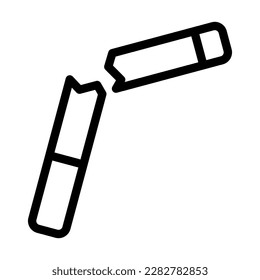 Broken Cigarette Vector Line Icon Design