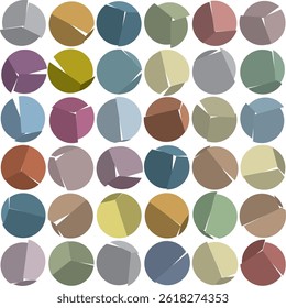 Broken circle segments in 6x6 grid pattern with muted color tones