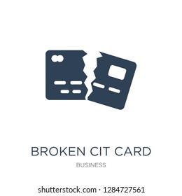 broken cit card icon vector on white background, broken cit card trendy filled icons from Business collection, broken cit card vector illustration