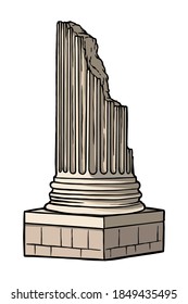 Broken Classic Ancient Column - Hand drawn