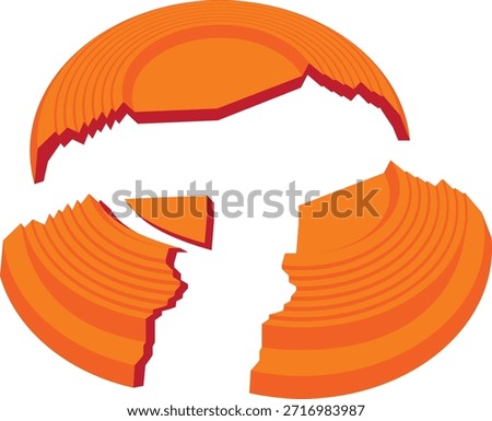 broken clay target, Broken pieces of clay target.