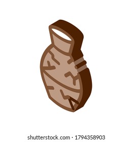 broken clay vase icon vector. isometric broken clay vase sign. color isolated symbol illustration