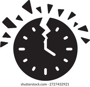 Symbol für unterbrochene Uhr als Symbol für Zeitkrise und Terminfehler