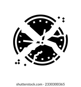 broken clock sad mood glyph icon vector. broken clock sad mood sign. isolated symbol illustration