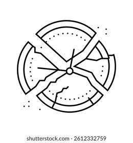 broken clock sad mood line icon vector. broken clock sad mood sign. isolated contour symbol black illustration