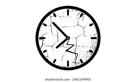 reloj roto, tiempo detenido, silueta aislada negra