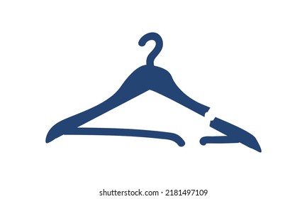 Broken clothes hanger waste clipart. Simple cracked plastic clothes hanger vector design isolated on white. Plastic waste garbage cartoon style. Garbage sorting concept clipart doodle drawing style