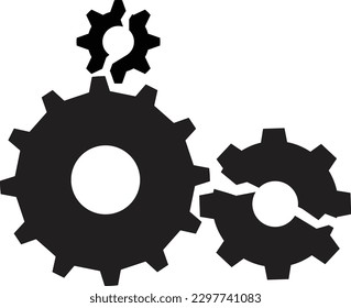 icono de cog roto en fondo blanco. símbolo de la rueda del engranaje roto del icono de interrupción. señal de mecanismo de máquina rota. estilo plano.