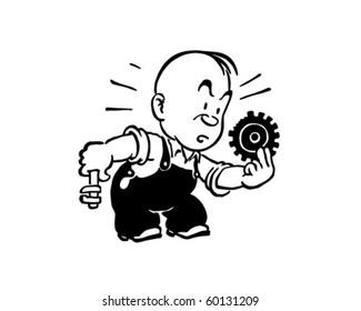 Broken Cog - Retro Clip Art