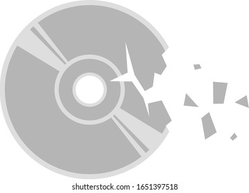Broken compact disc isolated vector illustration.
