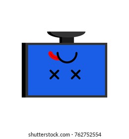 Broken computer. Dead PC Emoji. Blue screen of death. Vector illustration