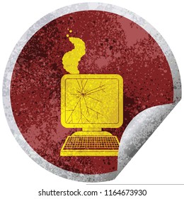 pegatina de despegado circular de gráficos de computadora rota