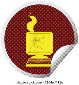 pegatina de despegado circular de gráficos de computadora rota
