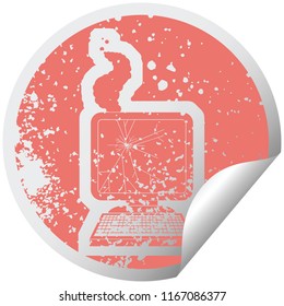 icono de ilustración de sticker con problemas en el gráfico de la computadora
