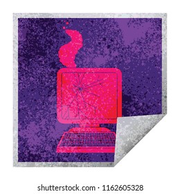 pegatina de descascarillado cuadrado de gráficos de computadora rota