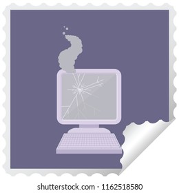 marca de pegatinas cuadradas de gráficos de computadora rotas