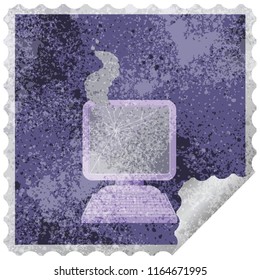 marca de pegatinas cuadradas de gráficos de computadora rotas