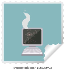marca de pegatinas cuadradas de gráficos de computadora rotas