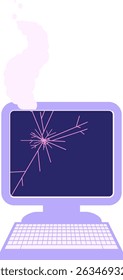 broken computer graphic vector illustration icon in bright neon colors