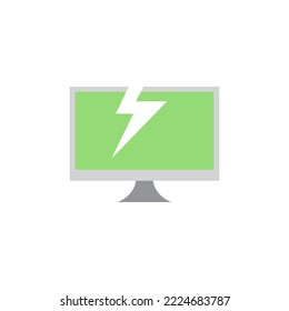 Broken Computer Icon In Color, Isolated On White Background 