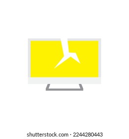 Broken computer icon in color, isolated on white background 