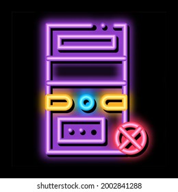 Vector de señal de luz de neón de la computadora rota. Icono brillante Señal de computadora rota. ilustración de símbolo transparente