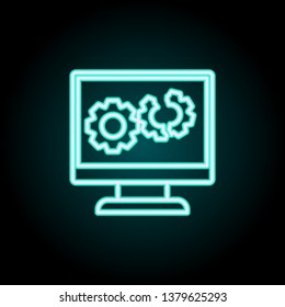 broken computer system line neon icon. Elements of Virus, antivirus set. Simple icon for websites, web design, mobile app, info graphics