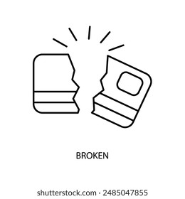 broken concept line icon. Simple element illustration. broken concept outline symbol design.