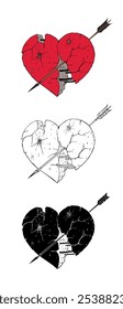 Ilustración vectorial de corazón de hormigón roto