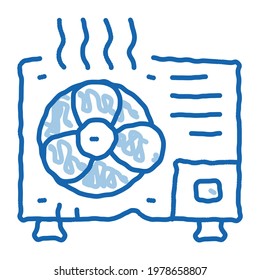 Broken Conditioner System sketch icon vector. Hand drawn blue doodle line art isolated symbol illustration