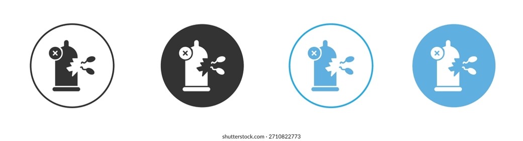 Icono de condón roto. Plantilla de diseño de iconos gráficos