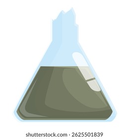 Frasco cónico roto que contiene un líquido verde, lo que sugiere un experimento científico fallido