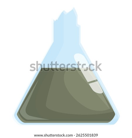 Broken conical flask containing a green liquid, suggesting a failed scientific experiment