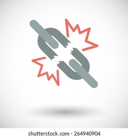 Conexión rota. Icono plano único sobre fondo blanco. Ilustración vectorial.