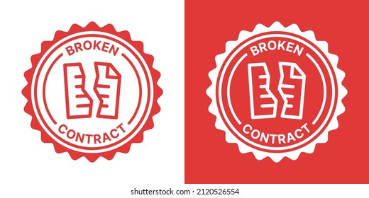 Broken Contract Seal Stamp Vector. Contract Cancellation Business Icon Concept.