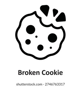 Broken Cookie Vector Icon which can easily modify or edit

